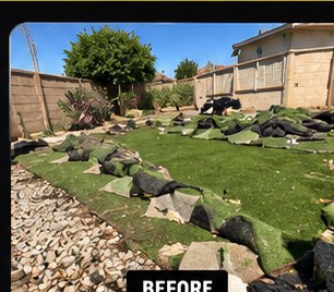Illustrative artificial turf removal before scene